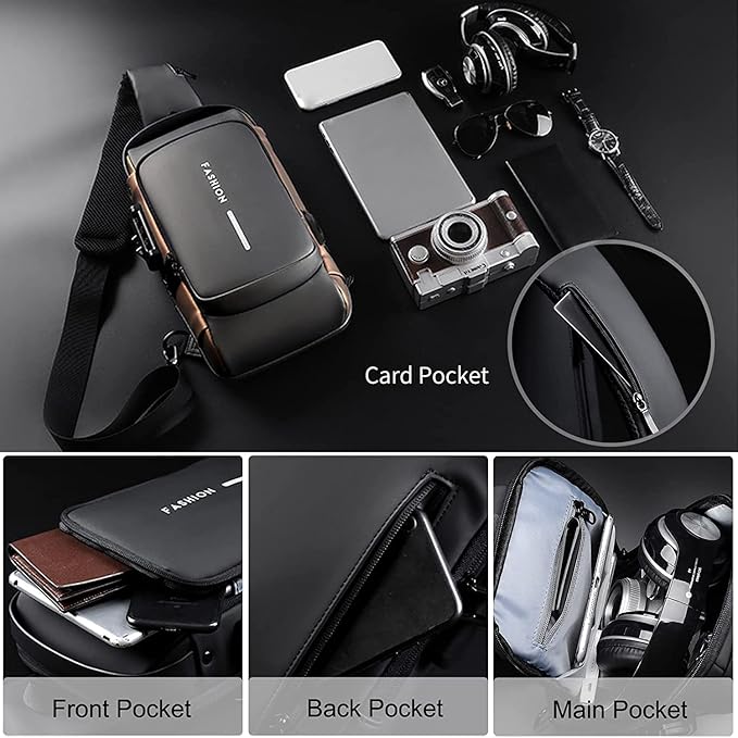 Anti-Theft Crossbody Sling Bag with USB Charging Port – Unisex
